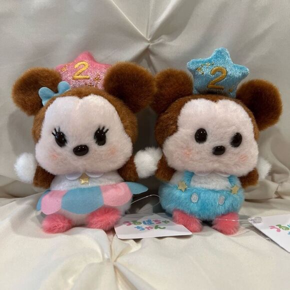 Tokyo Disney Urupocha-chan Mickey & Minnie 2nd Anniversary Plush Set NWT - Picture 1 of 10